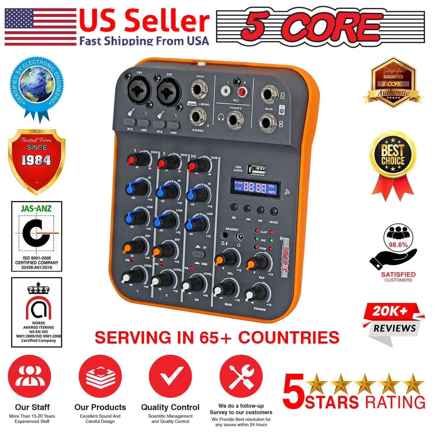 5 Core Audio Interface Mixer 4 Channel
