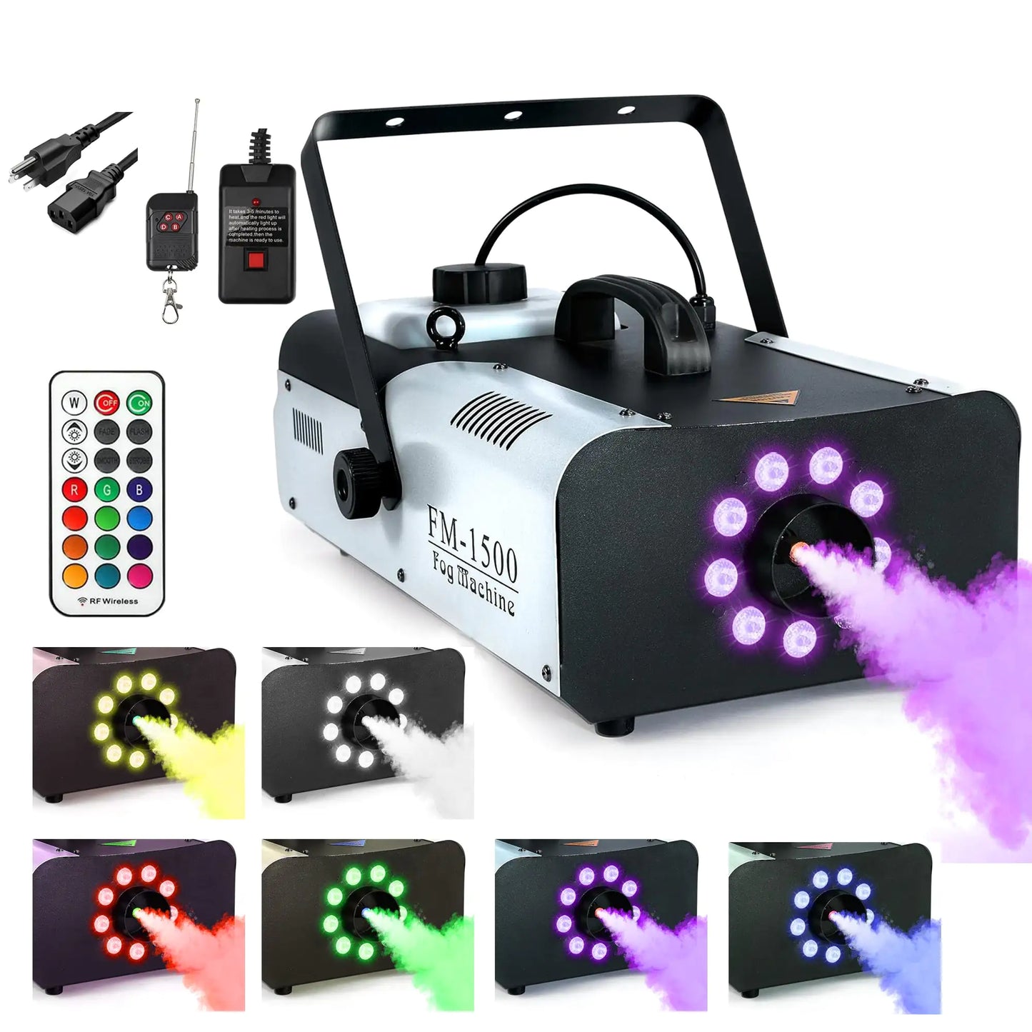 5 Core Fog Machine Indoor Outdoor 1500W 6000CFM Fogger Smoke Machine w LED 2.5 L Tank Remote