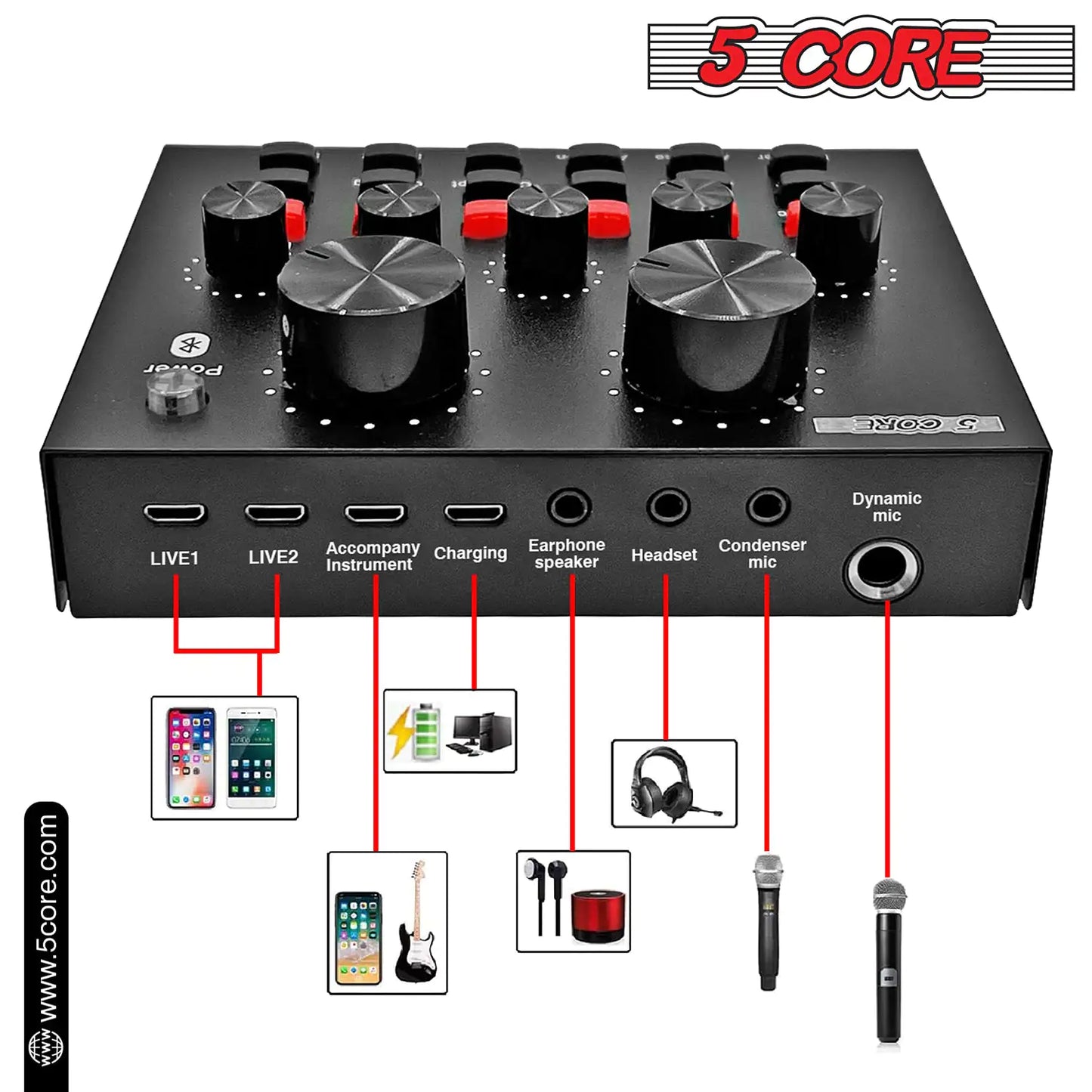 5Core Recording Microphone Podcast Bundle Professional Condenser Cardioid Mic Kit w Boom Arm
