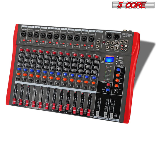 5 Core Audio Mixer 12 Channel DJ Equipment with Bluetooth USB Sound Board Console