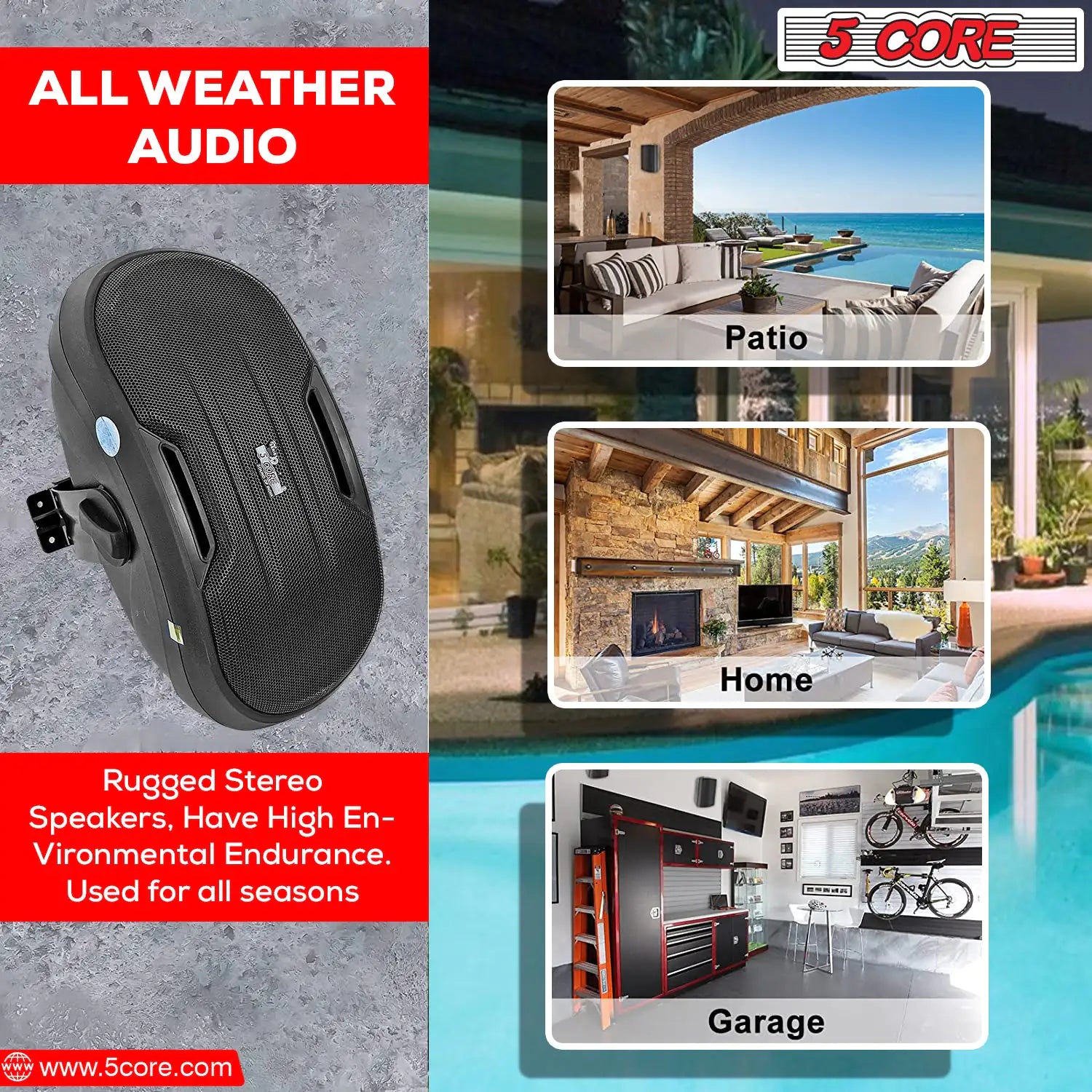 Pool Outdoor Surround Sound System Outdoor Stereo System For Patio